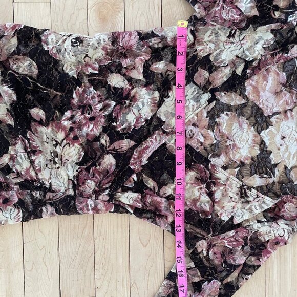 Y2K Sheer Mesh Wrap Top Small | Floral Glitter Night-Out Clubcore NYE (Cache) - Picture 10 of 11